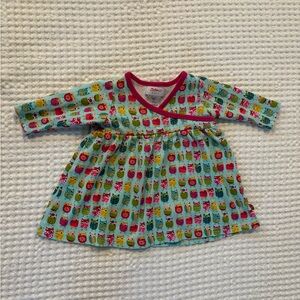 Zutano Owl Print Baby Dress Colorful Wrap Style Long Sleeve Cotton 6M